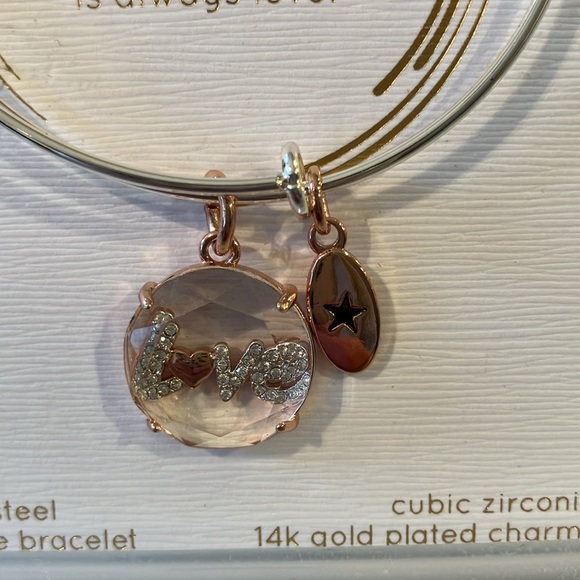 Unwritten Always Love Rose Gold 14K Gold Plated Charms Adjustable Bracelet - Picture 4 of 4